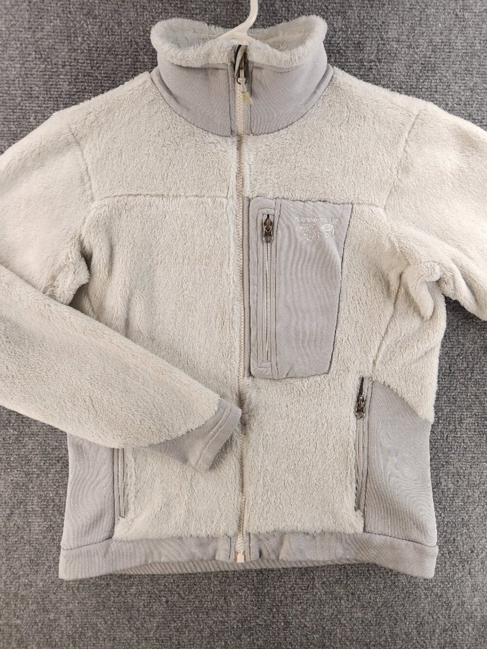 Mountain Hardwear POLARTEC Fleece Jacket Off White Full Zip Logo Small Polyester